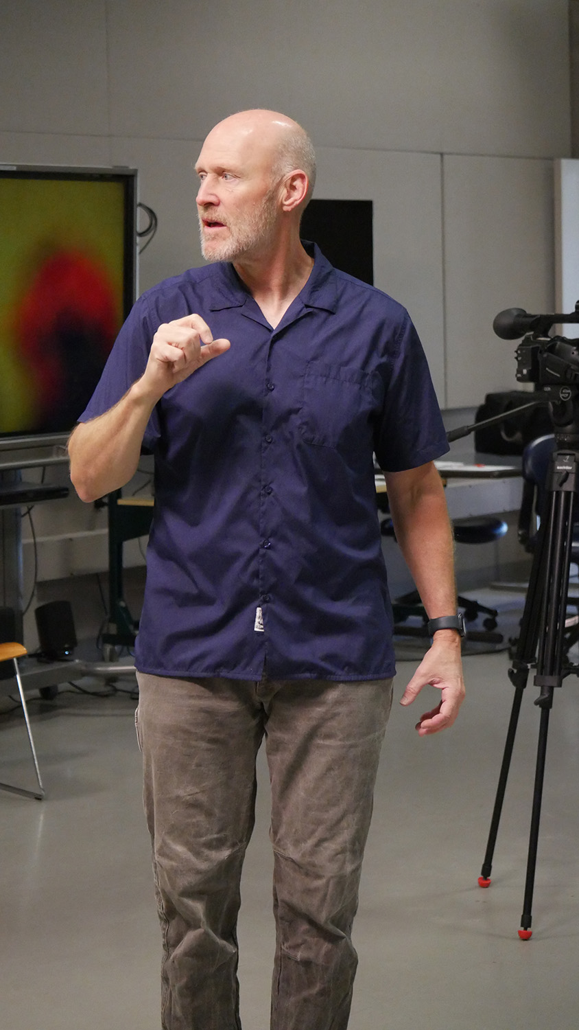 Mike Freemole in the telecommunications studio